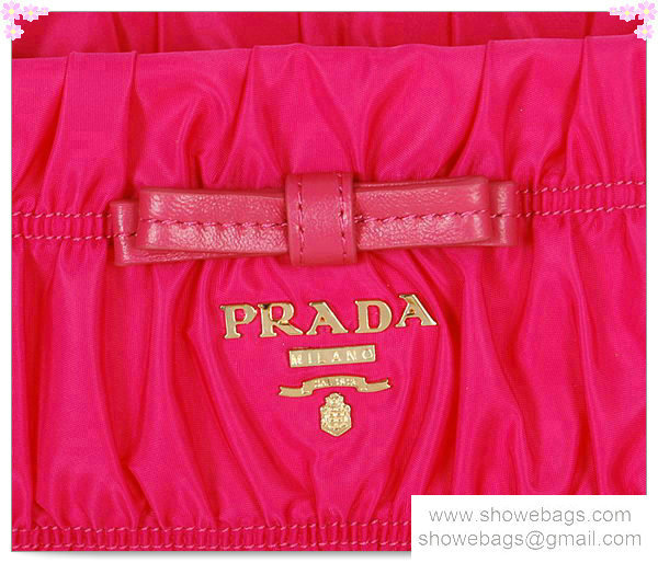 2014 Prada nylon tessuto shoulder bag BT1589 rosered - Click Image to Close